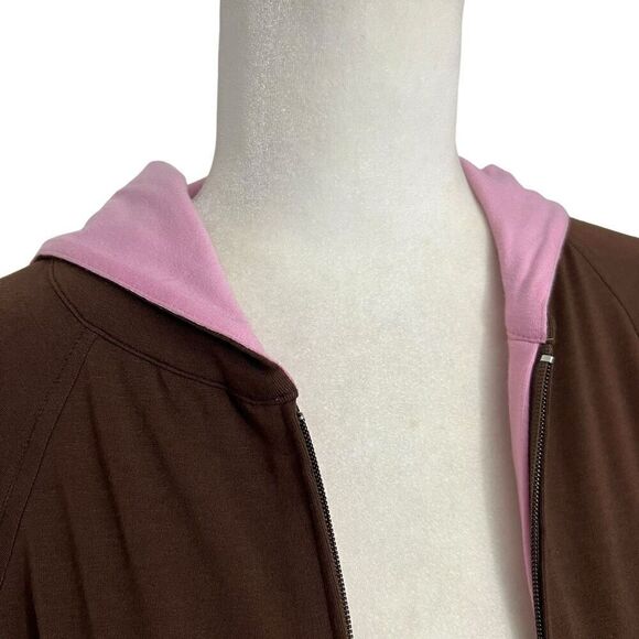 Zoe NWT San Francisco Neiman’s Dark Brown Pink Full Zip Hooded Jacket Size Large - Picture 13 of 13